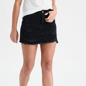 Distressed Black Jean Skirt